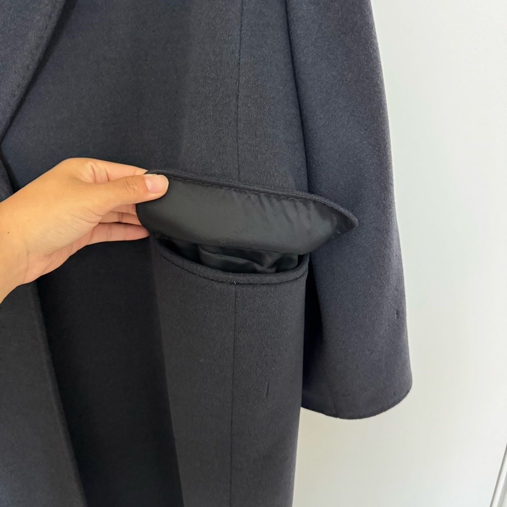 max mara dark gray floor length single button closure wool coat - Picture 4 of 16